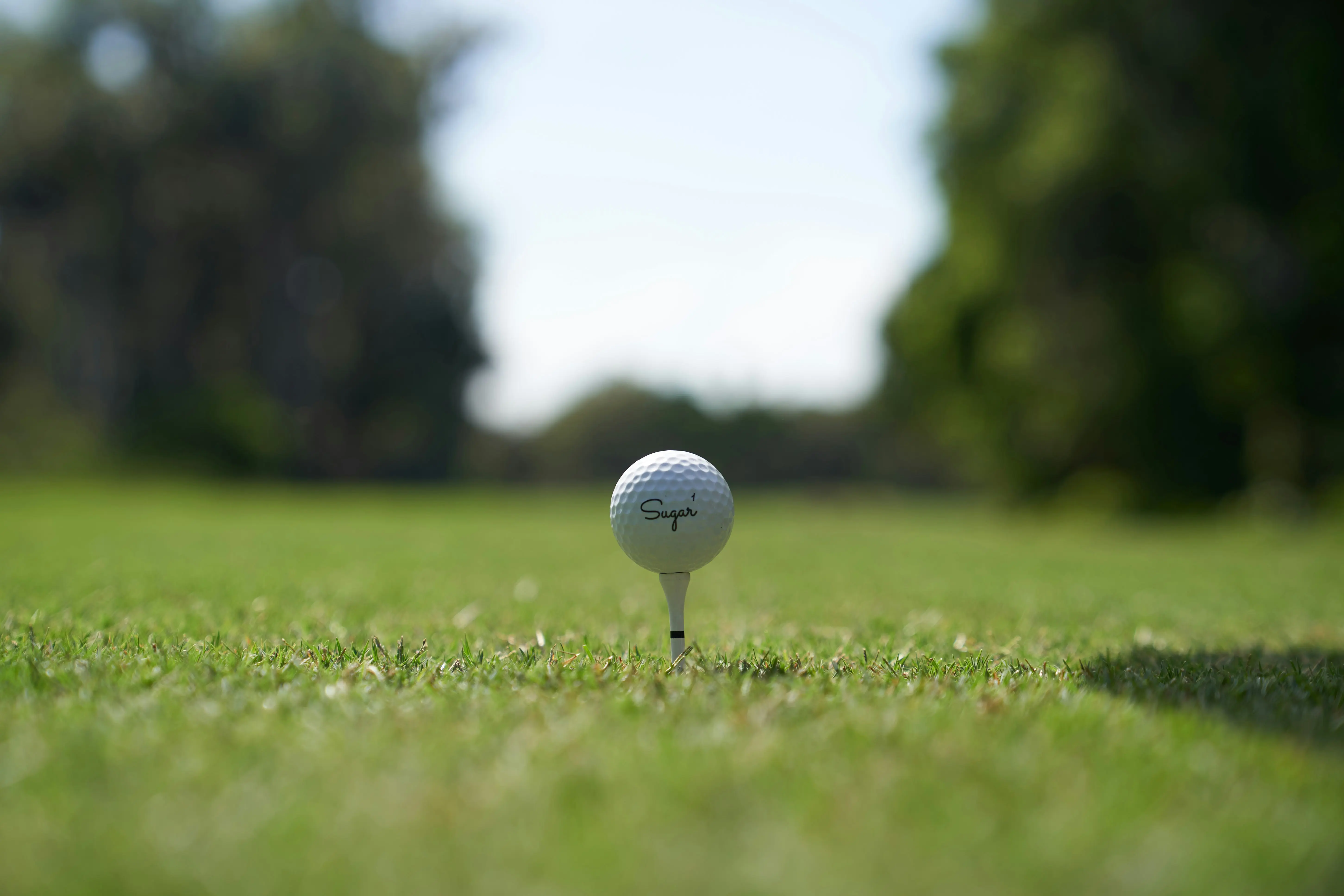 Golfer on lush fairway